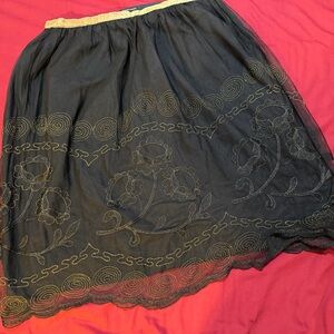 Ideology Black A-Line Skirt with Floral Embroidery